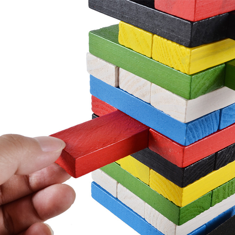 Color children's stacked high building blocks large digital stacked raffle puzzle wooden toys wholesale