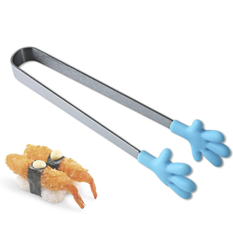 Creative small palm silicone clip non-slip ice clip stainless steel mini food clip food clip silicone sugar clip