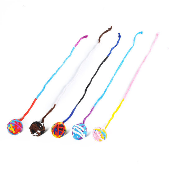 Cat toy ball cat interactive play wool QQ ball molars play with 40cm tail multi-color optional