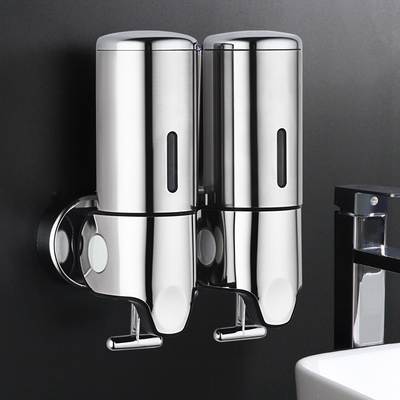 Stainless steel soap dispenser wall-mounted manual pressing shower gel dispenser hotel bathroom electroplating hand washing soap box