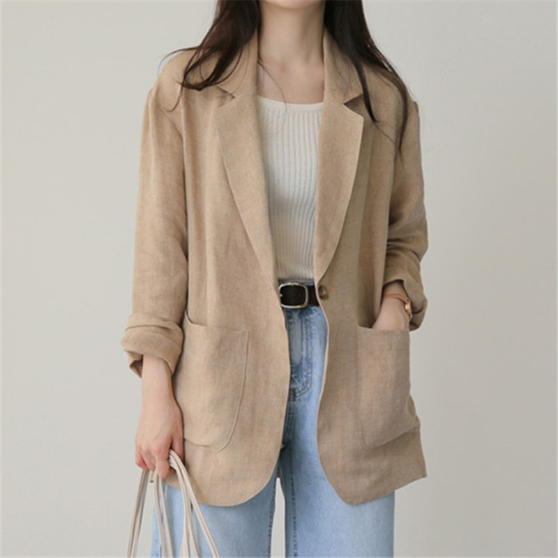 9310 Thin Linen Suit Women's 2022 Spring New British Style Casual Long Sleeve Cotton Linen Small Suit Jacket