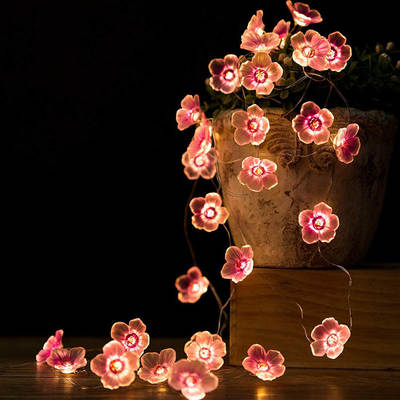 Peach Blossom Light LED Battery String Light Outdoor Plum Blossom Garden Decorative Flower Shape Flash Light Peach Blossom String Light Copper Wire Light