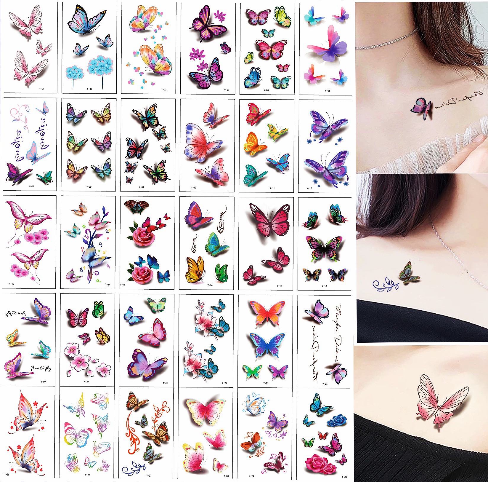Original new 30 set tattoo stickers small fresh flower arm ankle waterproof tattoo stickers spot