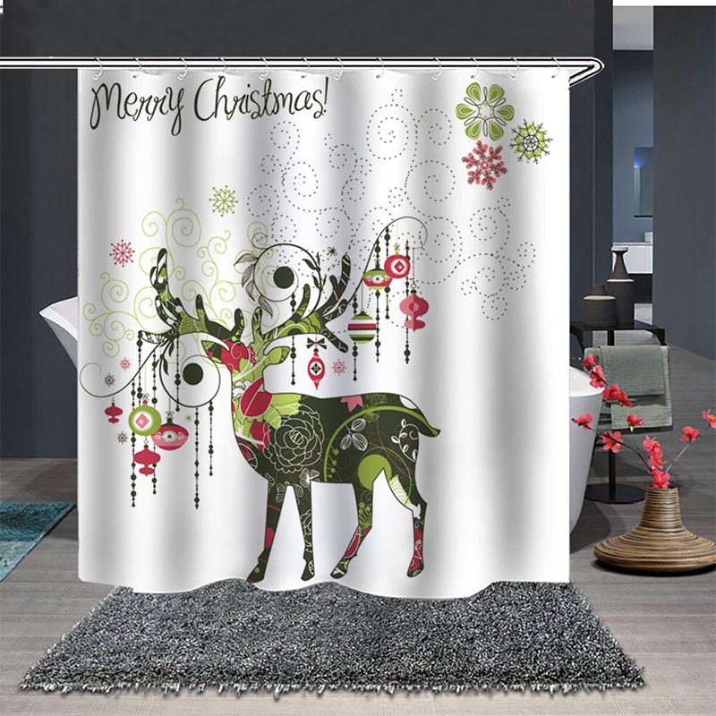 Nordic Christmas digital printing shower curtain partition curtain toilet waterproof mildew-proof padded polyester cloth a generation of hair