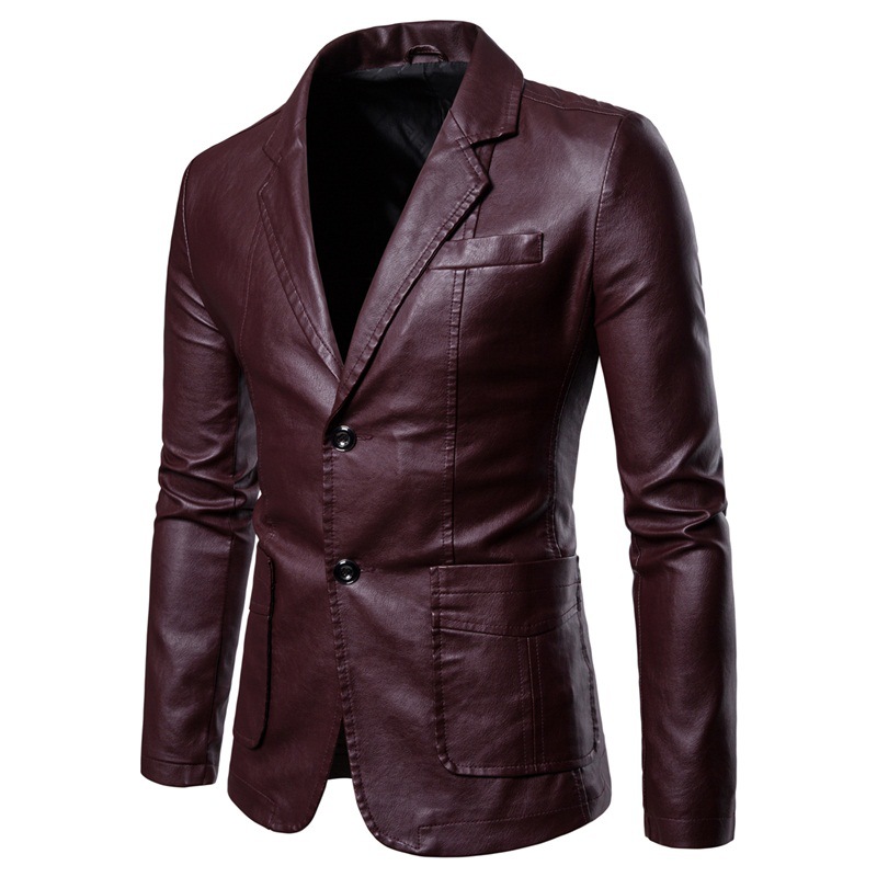 Amazon AliExpress wish Cross-border Foreign Trade Men's Leather Jacket Leather Suit Youth Warm Washed Leather Jacket Coat