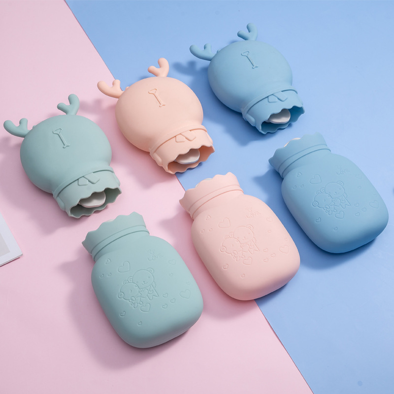 Cartoon Silicone Water Injection Hot Water Bag Portable Handbag Warm Baby Belly Explosion-proof Hot Water Bag