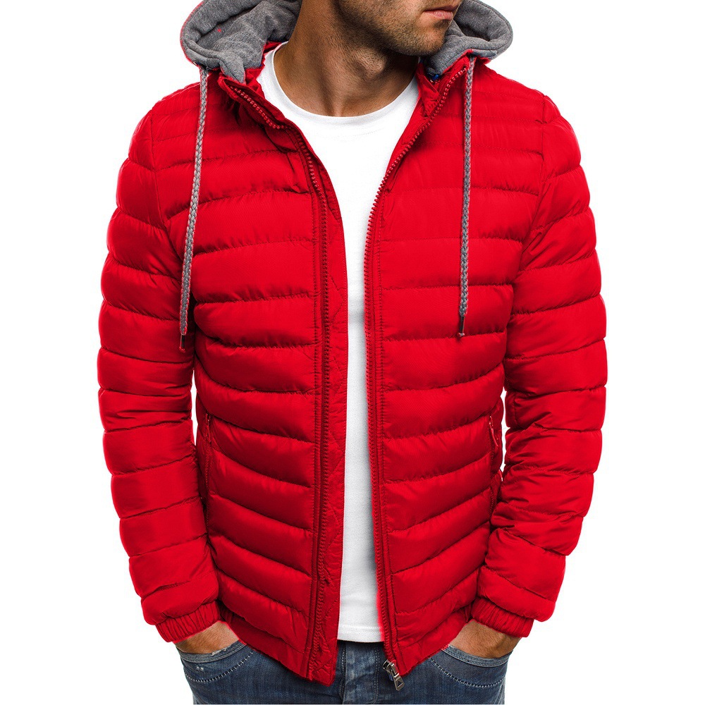 Cross-border Amazon AliExpress foreign trade Men's Korean casual solid color warm cotton-padded jacket trendy men's hooded cotton-padded jacket