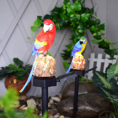 Solar Courtyard Lawn Led Lights Parrot Resin Crafts Outdoor Garden Animal Landscape Decorative Lights