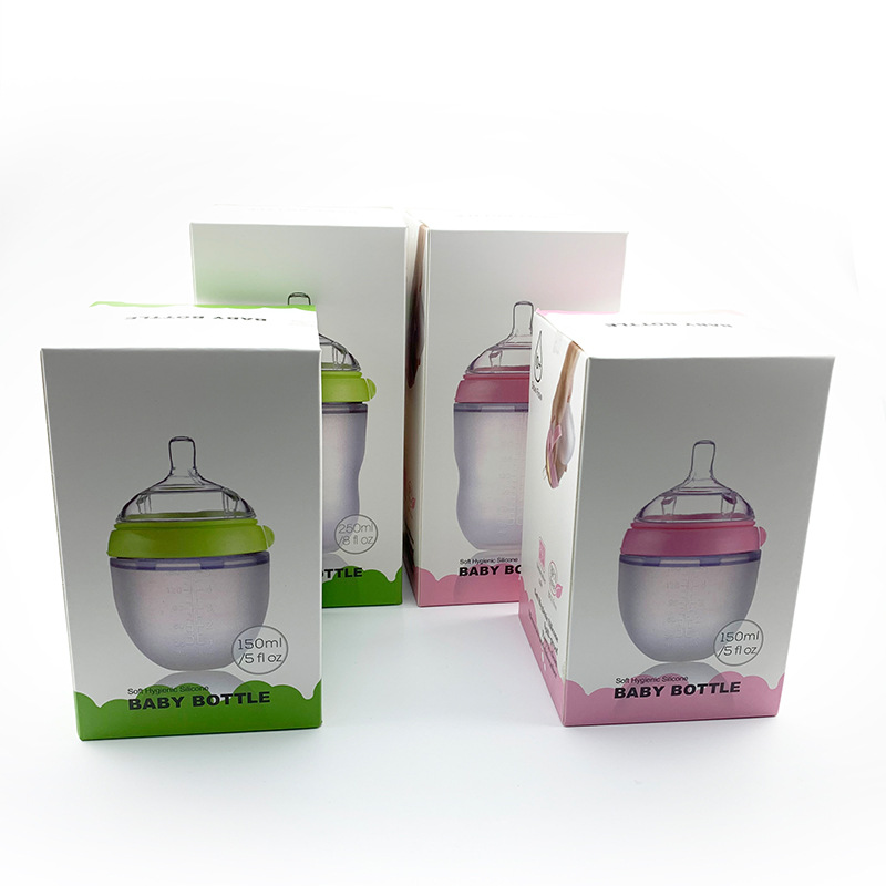 Manufacturers of liquid silicone feeding bottle large-caliber wide-mouth silicone feeding bottle anti-flatulence anti-fall baby silicone feeding bottle