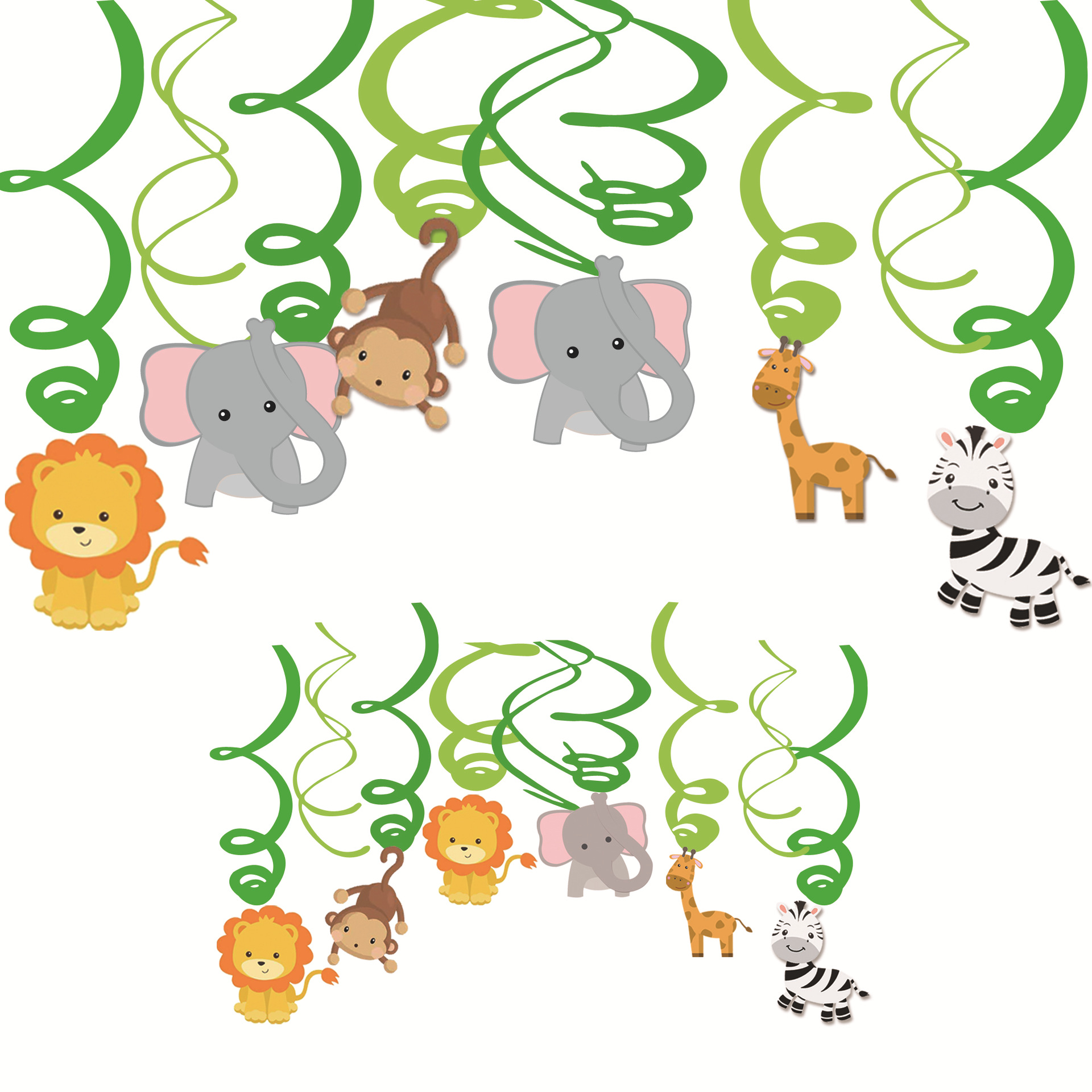 Jungle Animal birthday pull flag cartoon lion elephant banner cake card hanging decoration party supplies suit wholesale