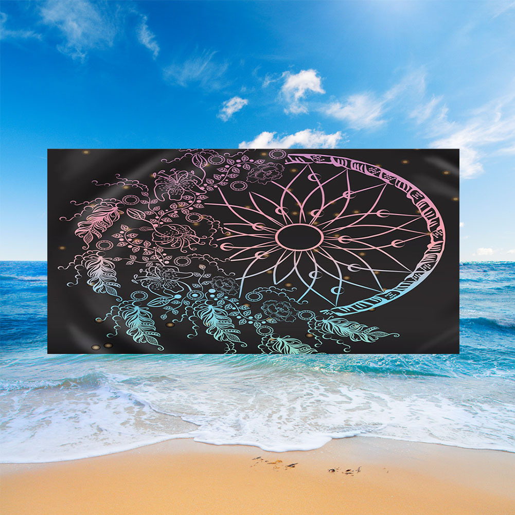 2 day hair embroidery European and American 3D digital printing dream catcher beach towel microfiber square tassel beach mat
