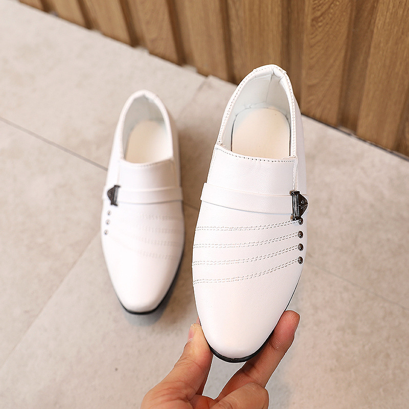 Boys Black Leather Shoes British Style Boys White Children's Shoes 2023 Children's Dress Fashion Show Shoes Leather Shoes