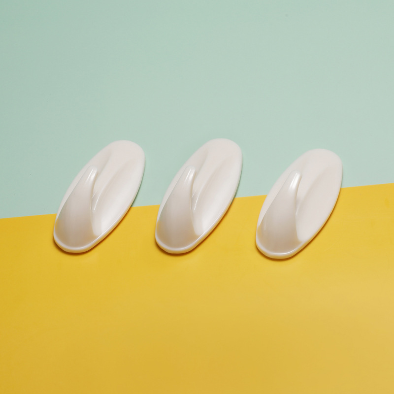White Simple Plastic Long Oval Hook Large, Medium and Small Multi-use Hanging Hook for Door