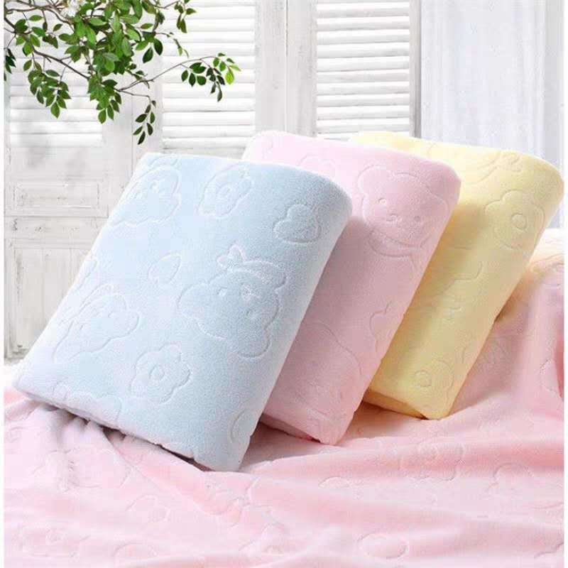 [Factory wholesale] 150 grams of nano microfiber bear embossed 70*140 bath towel soft and comfortable quick-drying