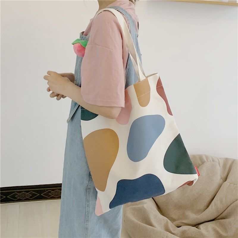 Spot portable canvas bag Japanese and Korean small fresh art shopping shoulder bag student gift bag set cotton cloth bag