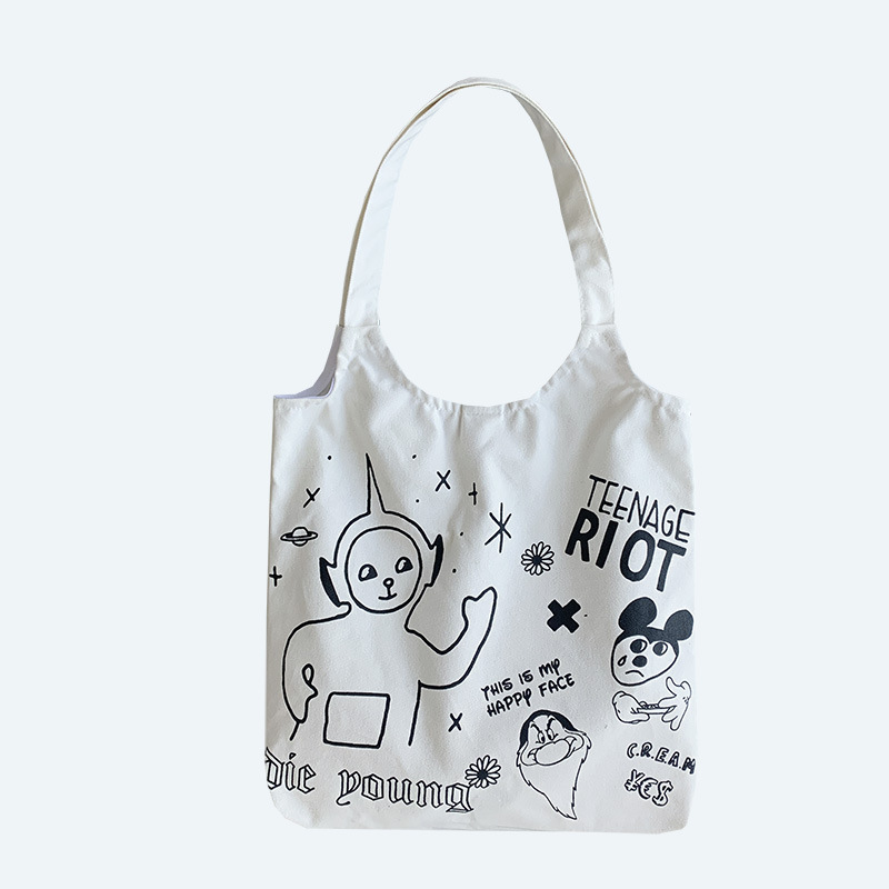 Antenna baby Canvas Bag Women's Single Shoulder Japanese Style Fresh Artistic ins Vest Student Cloth Bag Women's Canvas Trendy