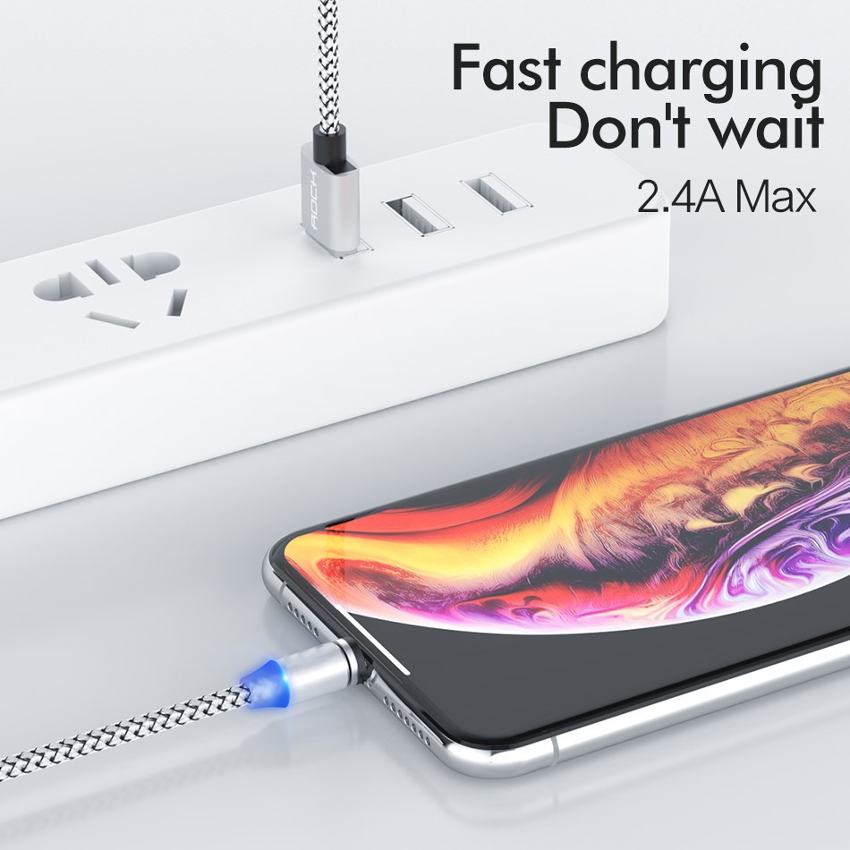 Mobile phone magnetic suction data line luminous blind plug charging line magnetic three-in-one for Apple Android type-c
