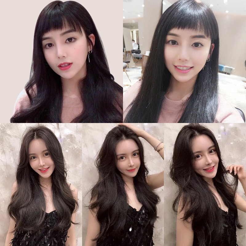 Wig Women's Long Curly Hair One-piece U-shaped Internet Celebrity Big Wave Wig Face Repair Cute Fluffy Natural Half Head Cover