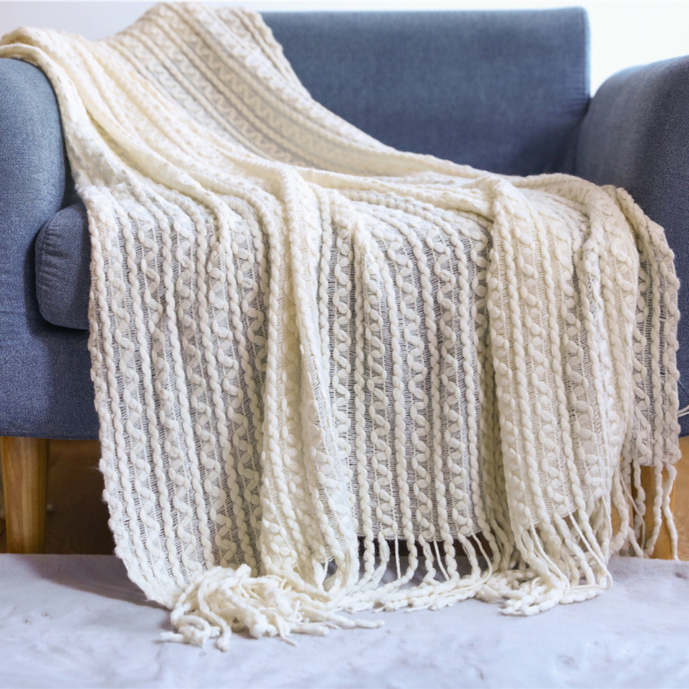 Sofa Blanket Knitted Blanket Nordic Sofa Towel Cover Cloth Tassel Wool Blanket Air Conditioning Blanket Nap Blanket Bed End Blanket