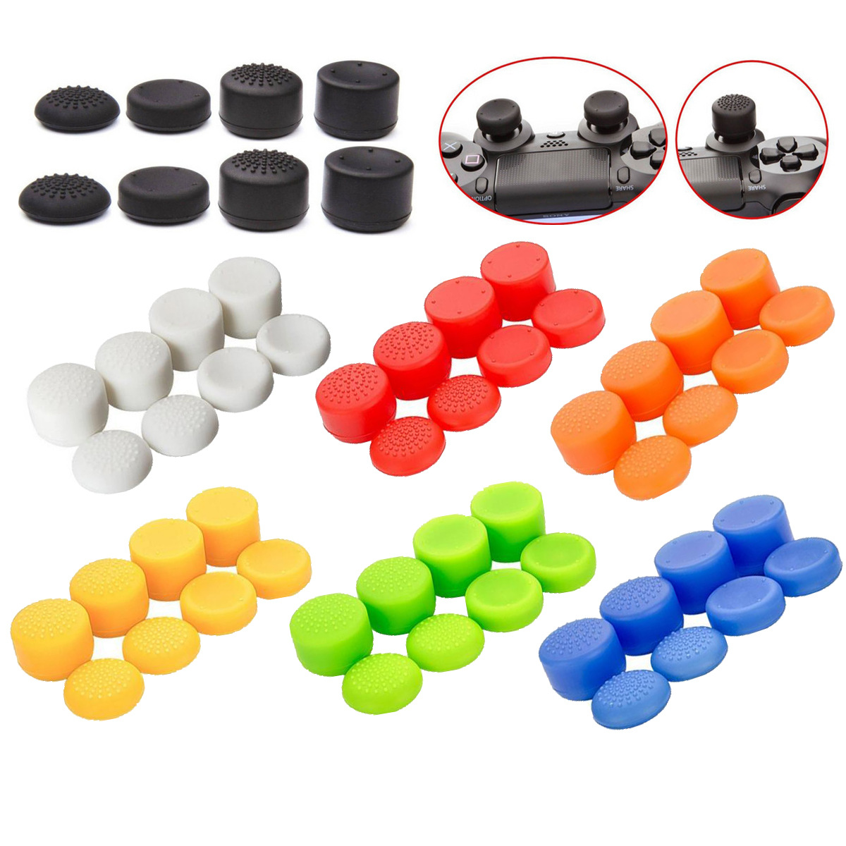 In stock PS5 heightening cap 8-piece set PS4 heightening button cap PS4 rocker cap PS4 tall and short cap 8 pack