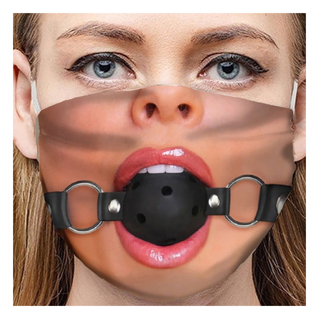 Black Mask Personality Yan Expression Funny Foreign Trade Mask Cross-border Dust-proof Cotton Mask Amazon Printed Mask