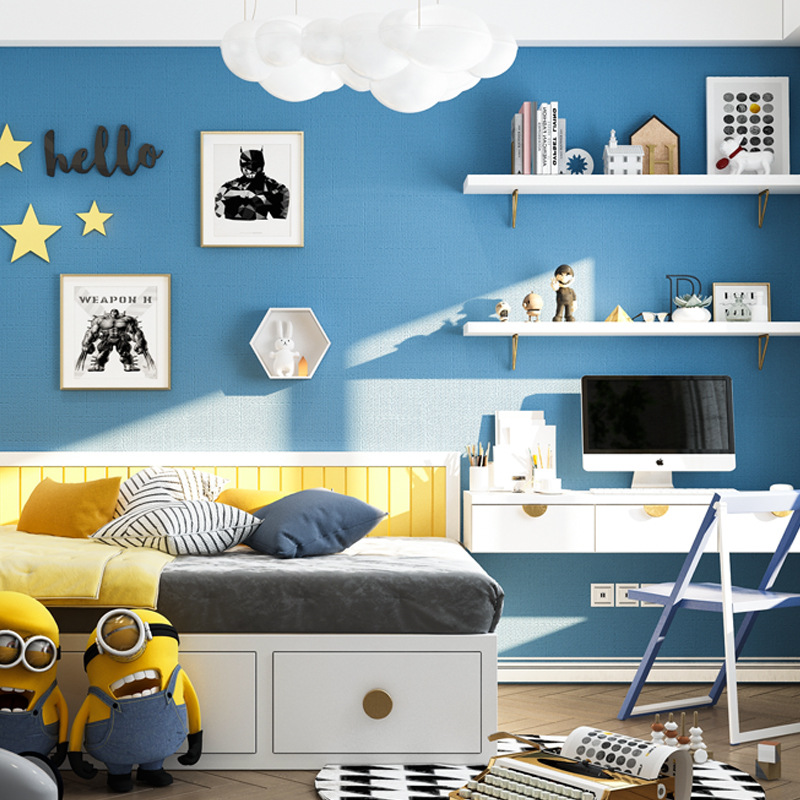 Wallpaper self-adhesive wholesale macaron solid color stickers plain pvc refurbished wallpaper dormitory bedroom simple cabinet wall stickers
