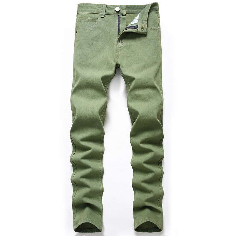 Manufacturer in stock supply men's jeans Army Green jeans men's European and American cross-border plus size straight jeans