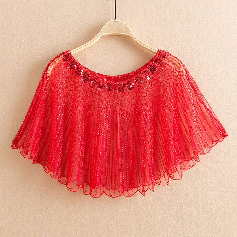 Real shot a generation of sequins lace small shawl sequins short jacket with skirt solid color small blouse