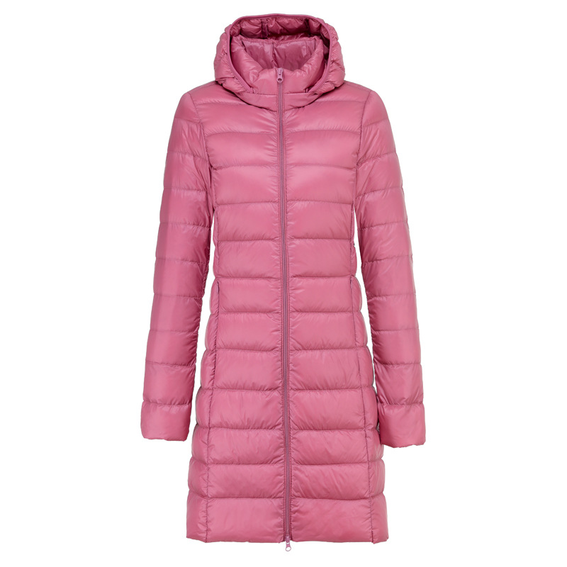 Down jacket for women 2023 autumn and winter new mid-length lightweight detachable hat fashion Korean style cross-border white duck down coat fashion