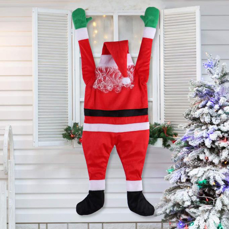 Cross-border New Flannel Santa Climbing Wall Decoration Clothes Flannel Eyes Glowing Grinch Climbing Wall Clothes