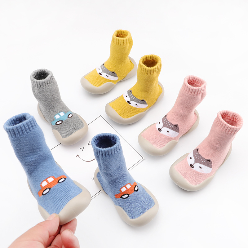 2023 Winter new children's Terry socks shoes thickened cartoon baby toddler shoes warm indoor floor socks shoes