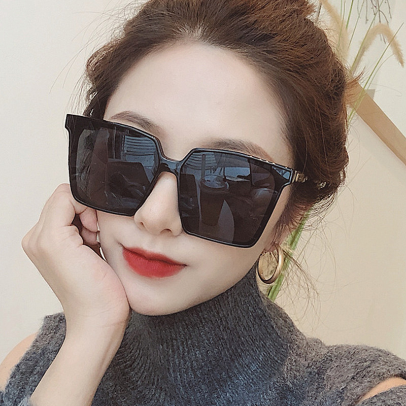 Oversized Frame Retro Square Flat Sunglasses Internet Celebrity Women's Big Face Sunglasses Men's Frame Street Photograph Trendy