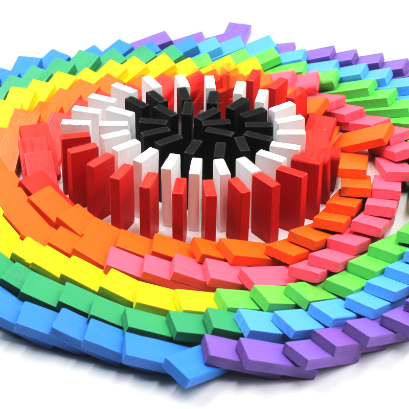 Factory direct pine color building blocks standard 120 children's educational early education wooden toys dominoes
