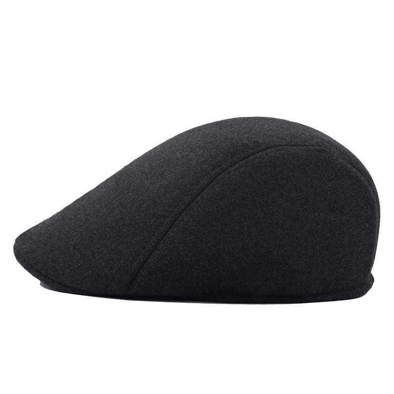 Wool tweed beret solid color forward cap British style cotton thickened newsboy cap foreign trade best selling hat wholesale