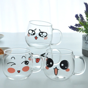 Glass expression Cup creative push Cup Belly ins gift glass cute coffee cup mug