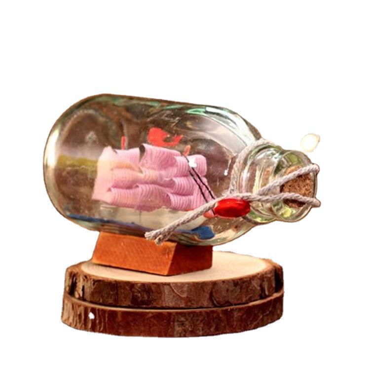 Built-in sailing glass drifting bottle wishing bottle creative desktop decoration glass craft decoration gift