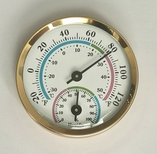 TH103GF-diameter 57m Gold Aluminum Shell Temperature and Humidity Meter (us Plate Color Surface Design)