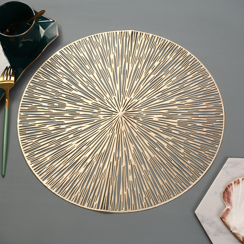 Amazon pvc insulated western placemat ginkgo leaf spliced ​​round anti-scalding table mat environmentally friendly coffee coaster placemat