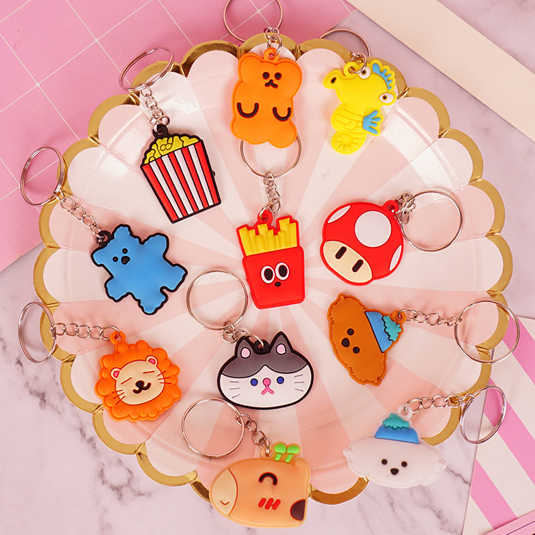 New cute cartoon keychain Korean cartoon donut key ring bag pendant simple keychain wholesale