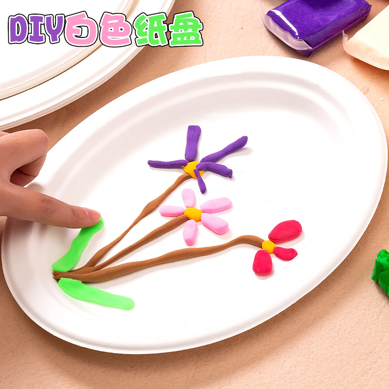 White Paper Plate Paper Plate Children's Painting Graffiti Disposable Paper Plate Cake Plate Kindergarten diy Handmade Material
