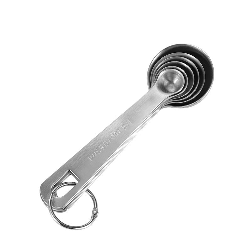 En 304 Stainless Steel Measuring Spoon 6-piece Set Kitchen Baking Supplies Multi-specification Square Spoon Cross-border Tea Spoon Seasoning Spoon