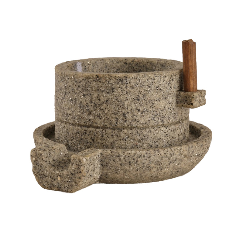Shilai Run Creative Vintage Stone Mill Ornaments Pastoral Home Multi-purpose Potted Storage Resin Crafts Decoration