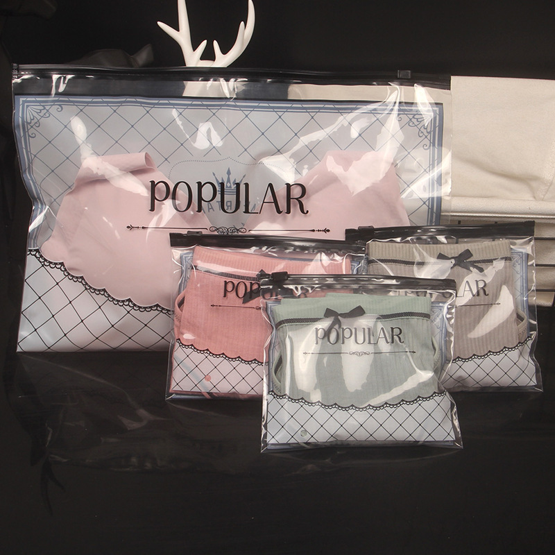 PE underwear bra packing bag leggings stockings leather pants transparent zipper bag T-shirt vest socks horizontal pull bag