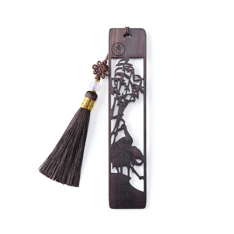 Redwood Bookmark Purple Sandalwood Ebony Hollow Plum Orchid Bamboo Chrysanthemum Bookmark Set Chinese Style Retro Creative Craft Gift