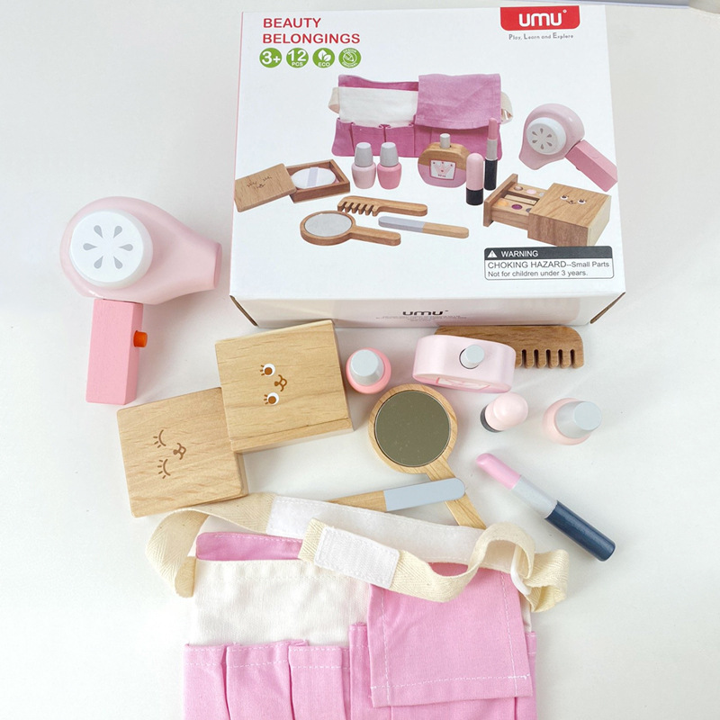 Youki Children's Dressing Table Dressing Box Play Home Wooden Little Princess Girls Wooden Toys 3-4-6 Years Old