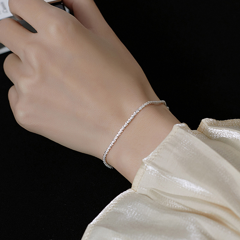 Pure Silver Starlight Bracelet for Women - Korean Style Minimalist Student Forest System Cold Style Unique Design Personality Friend Bracelet Accessory