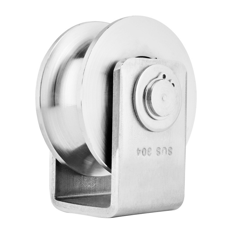 304 stainless steel bearing pulley track wheel V/U/H/grooved wheel lifting Crown block hanging wheel wire rope guide wheel