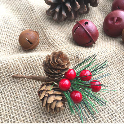 Pine needle mini Christmas tree accessories pine cone pine branch Christmas decoration small flower arrangement cross-border spot wholesale