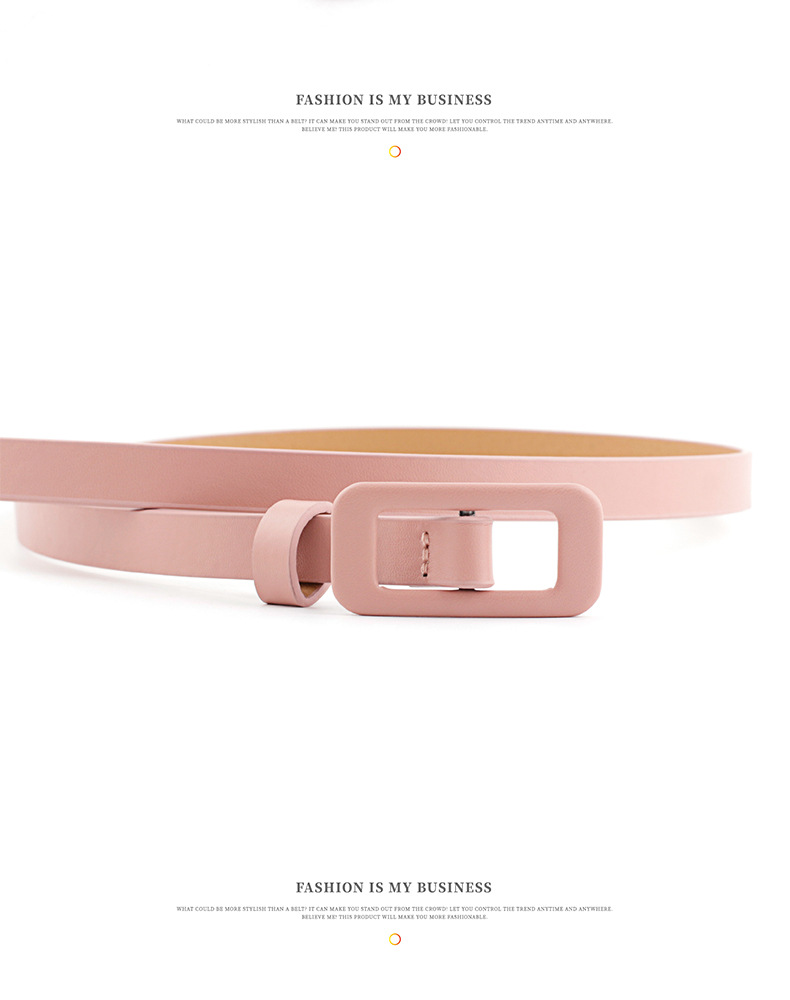 Nouvelle ceinture en PU légère de couleur unie pour femme, petite ceinture à boucle carrée, sans aiguille, sans perforation, décorative, fine, capacité de fonctionnement en stock_voghion.com