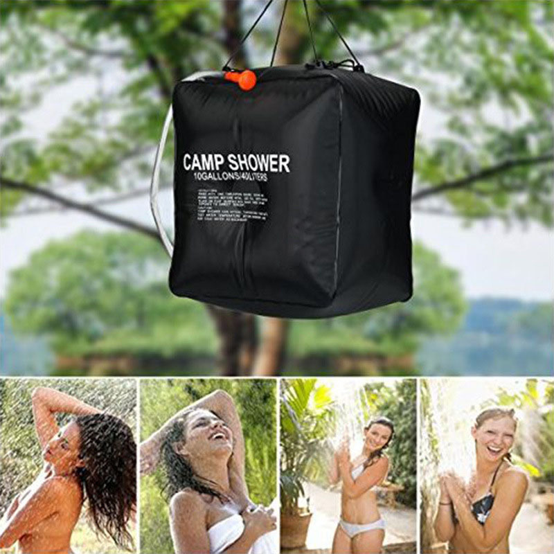 40L shower bag outdoor solar bathing water bag bathing camping wash cross-border hot selling heat absorption waterproof PVC